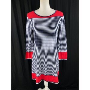 Sail to Sable‎ Womens M Nautical Themed Striped 3/4 Sleeve Mini Dress